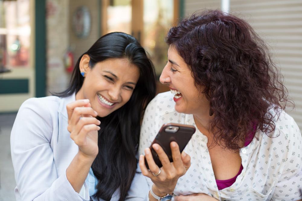 two female friends smiling in woodland hills